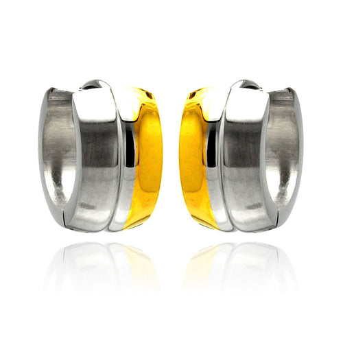 Stainless Steel Two Tone Huggie Earring