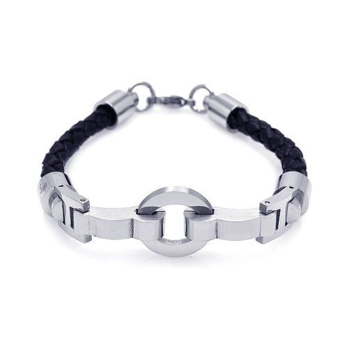 Stainless Steel Leather Cord Bracelet