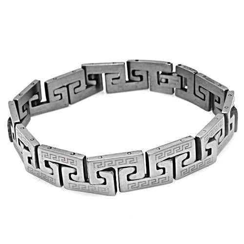 Stainless Steel C Link Celtic Border Bracelet