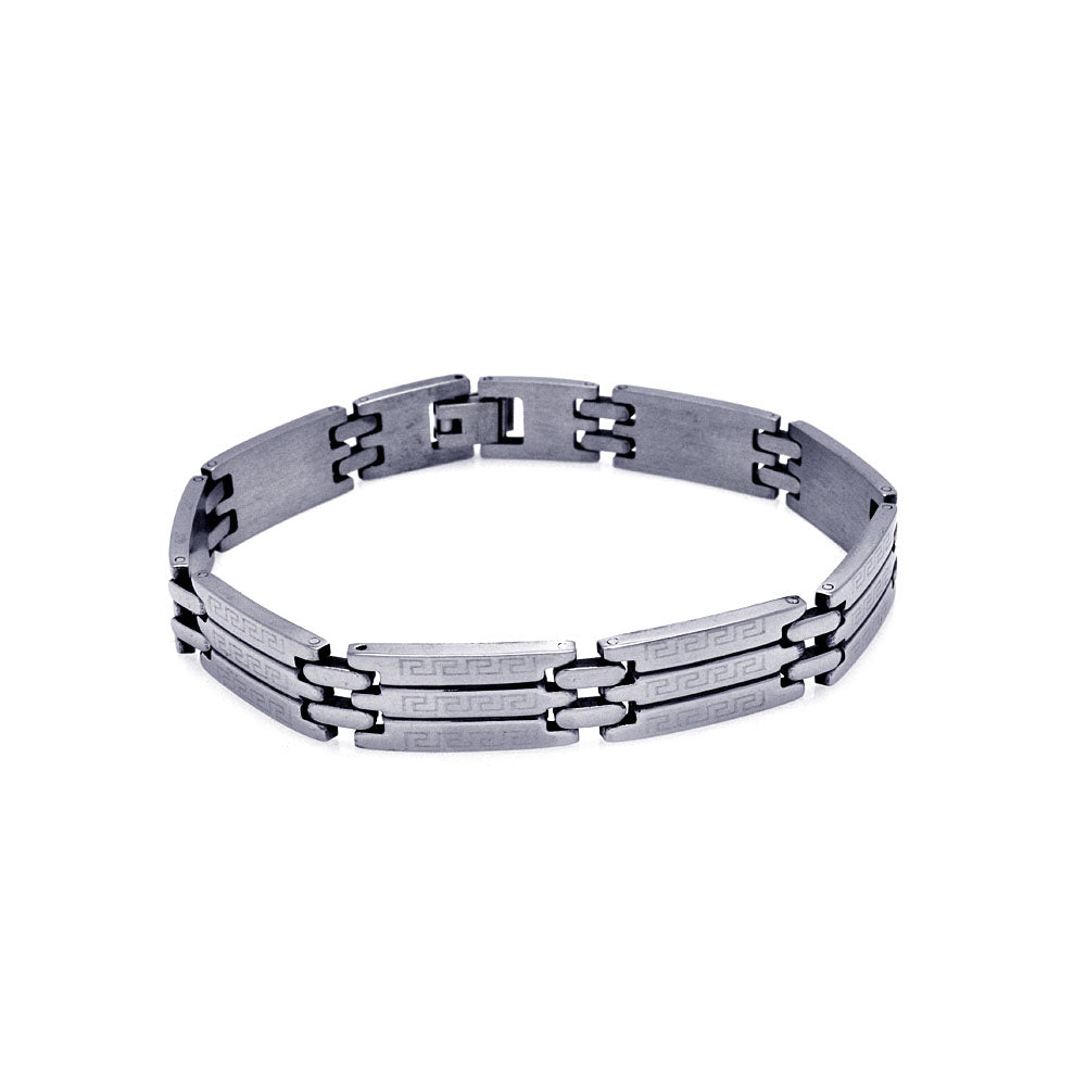 Stainless Steel Celtic Print Link Bracelet