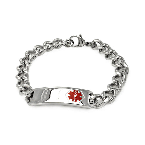 Stainless Steel Medical ID Bracelet- Mens