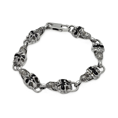 Stainless Steel Skull Link Bracelet