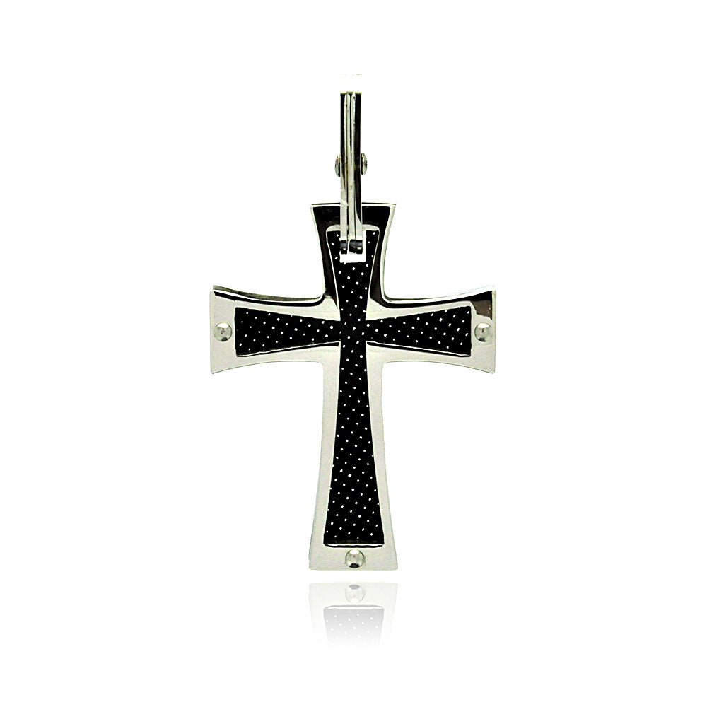 Stainless Steel Carbon Fiber Cross Charm Pendant