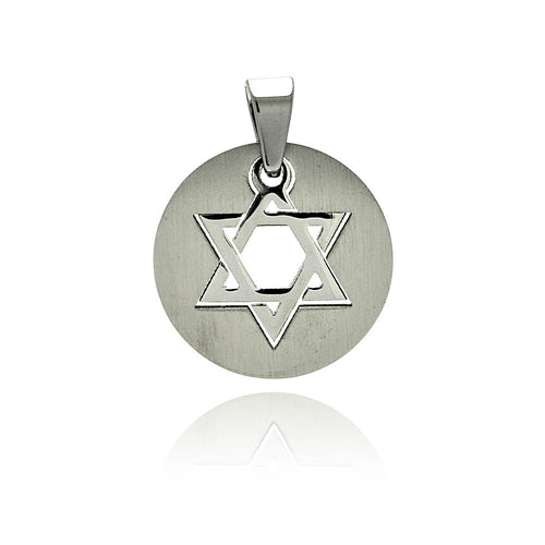 Stainless Steel Star of David Disc Charm Pendant