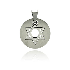 Stainless Steel Star of David Disc Charm Pendant