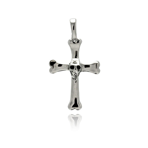 Stainless Steel Cross Bone Skull Charm Pendant