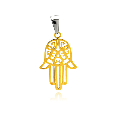 Stainless Steel Gold Plated Hamsa Charm Pendant
