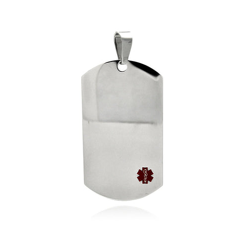 Stainless Steel High Polish Medical ID Dog Tag Charm Pendant