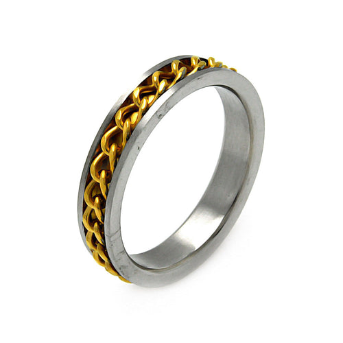 Men's Stainless Steel Gold Plated Chain Ring