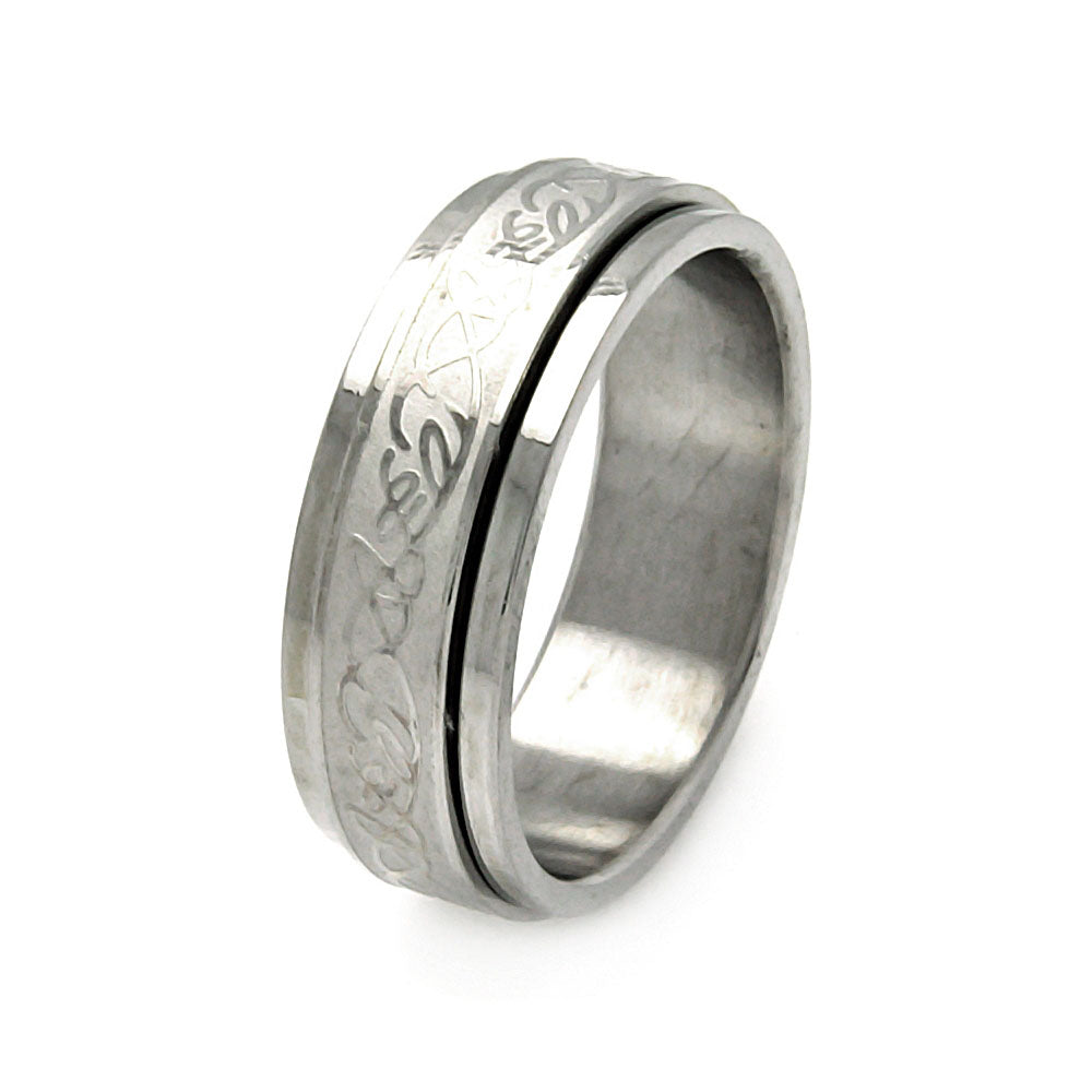 Men's Stainless Steel Abstract Design Spinner Ring