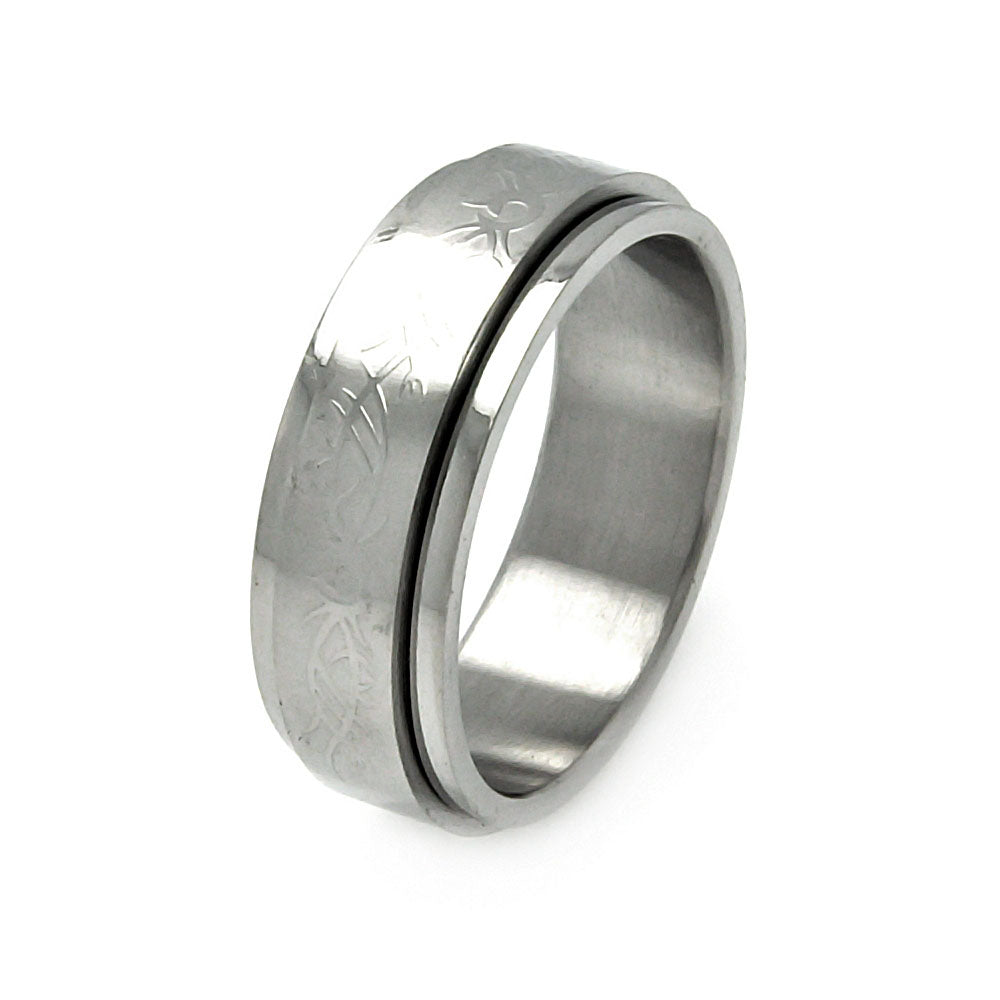 Men's Stainless Steel Abstract Design Spinner Ring