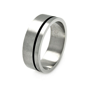 Men's Stainless Steel Rubber Strip Ring