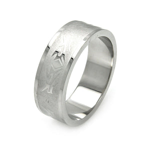 Men's Stainless Steel Matte Finish Abstract Design Ring