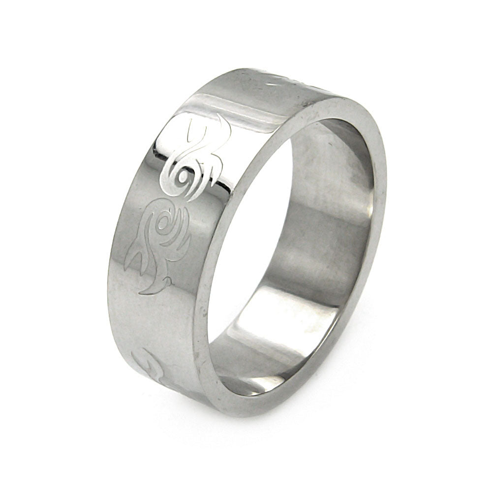 Men's Stainless Steel Abstract Swirl Design Ring