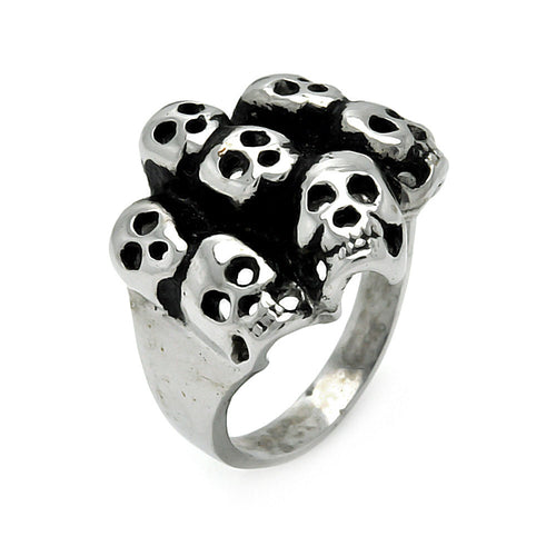 Men's Stainless Steel Multi Skull Ring
