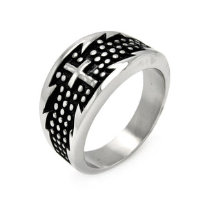 Men's Stainless Steel Iron Cross Dotted Ring