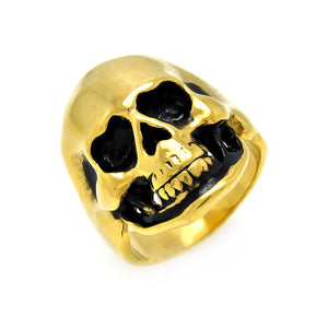 Men's Stainless Steel Gold Plated Skull Ring