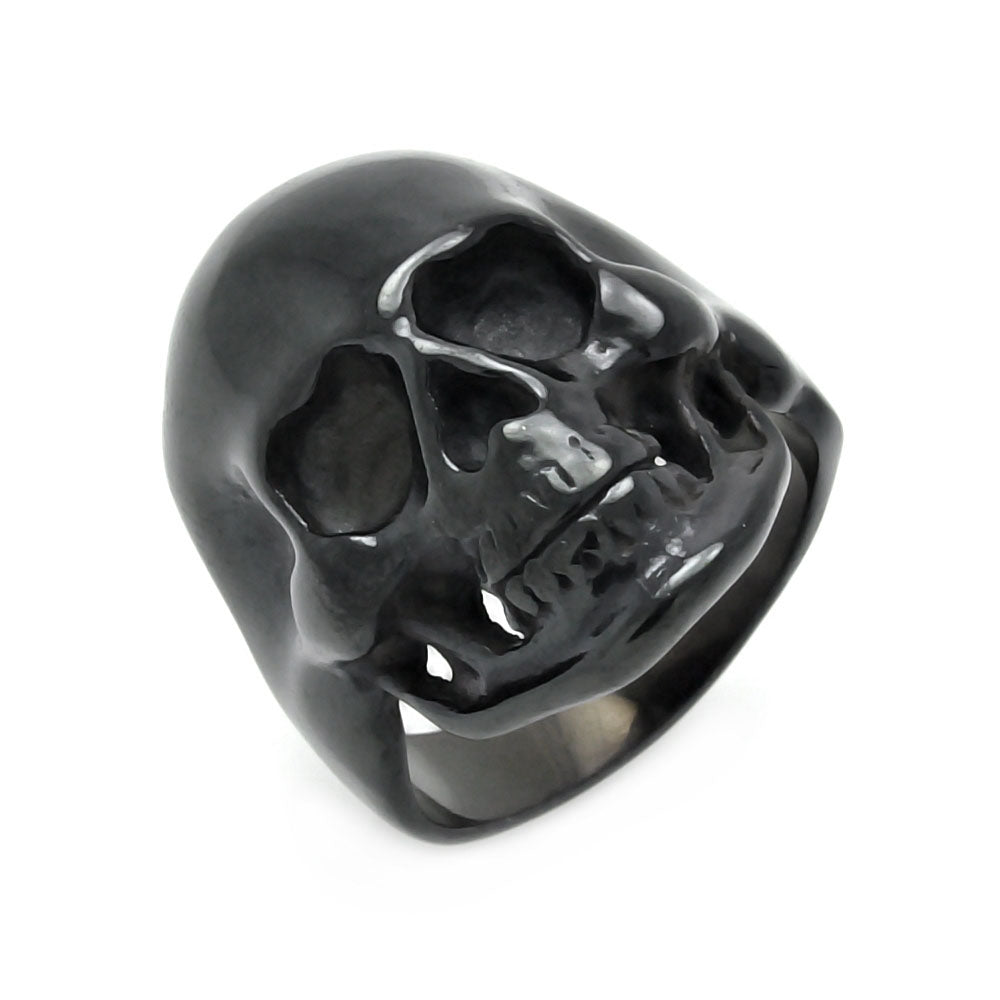 Men's Stainless Steel Black Rhodium Plated Skull Ring
