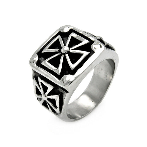 Men's Stainless Steel Multi Iron Cross Ring