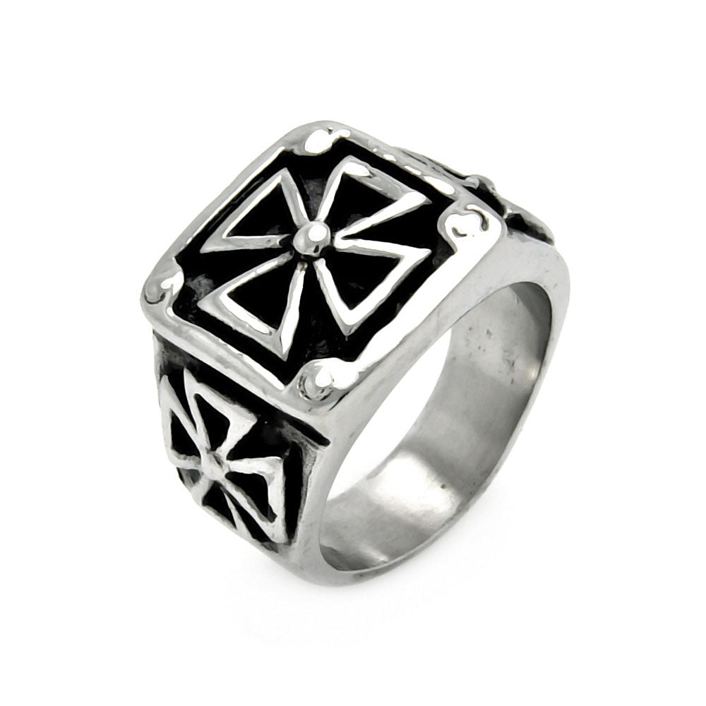 Men's Stainless Steel Multi Iron Cross Ring