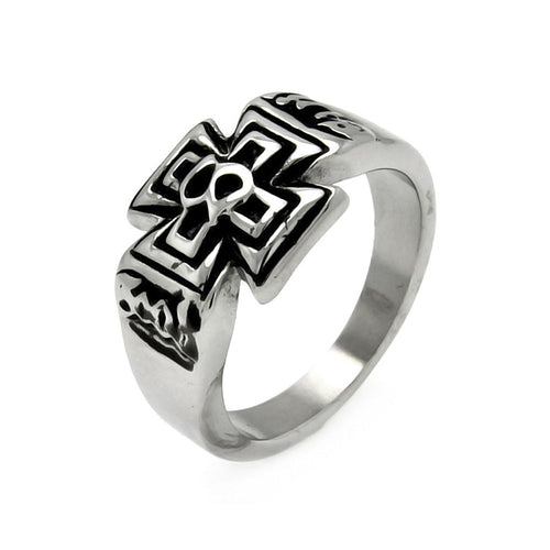 Men's Stainless Steel Cross Center Design Ring