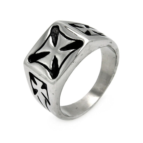 Men's Stainless Steel Square Iron Cross Ring