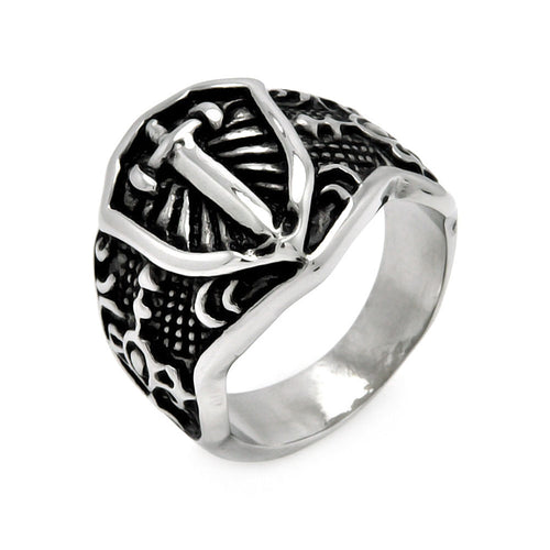 Men's Stainless Steel Shield Sword Ring