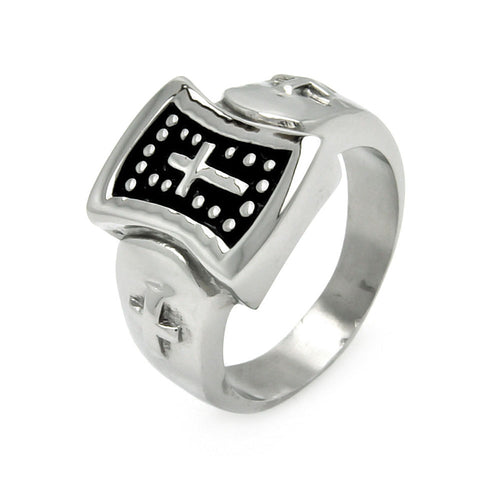 Men's Stainless Steel Dotted Cross Ring