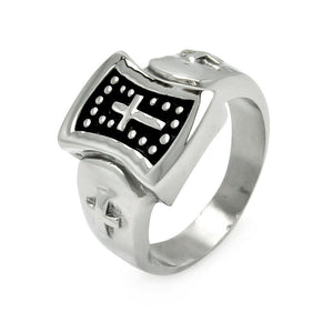 Men's Stainless Steel Dotted Cross Ring