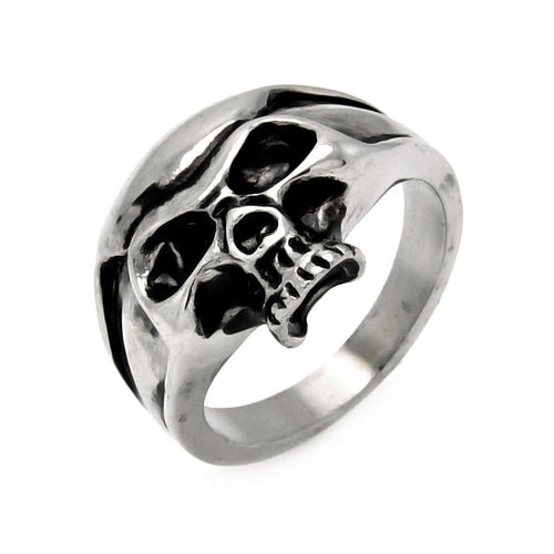 Men's Stainless Steel Half Skull Head Ring