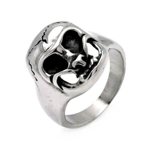 Men's Stainless Steel Cracked Skull Ring