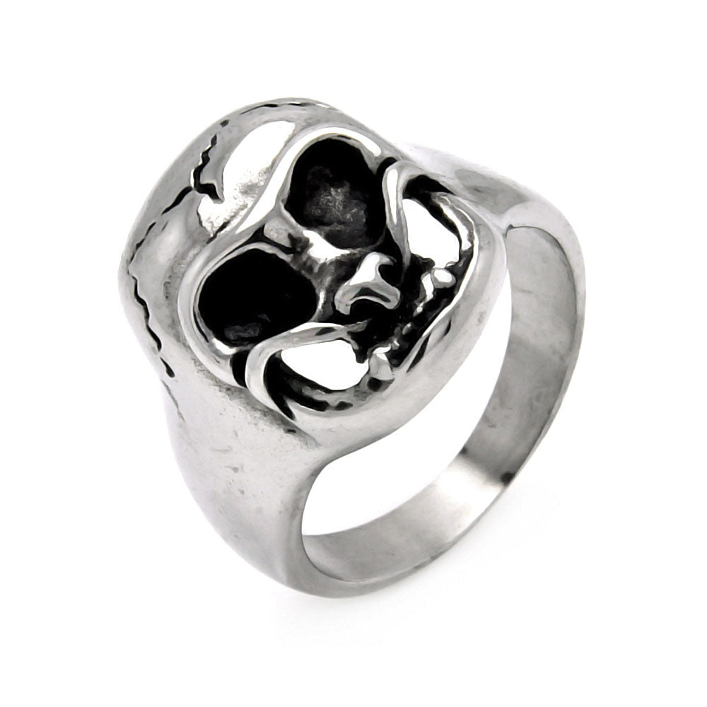 Men's Stainless Steel Cracked Skull Ring
