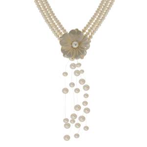 Sterling Silver Freshwater & Mother-of-Pearl Flower Necklace (17"-19")