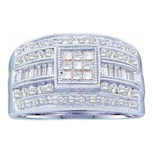 14k White Gold 0.77Ctw Diamond Ladies Invisible  Ring
