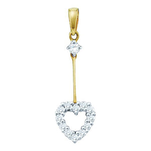 14k Yellow Gold 0.21Ctw Diamond  Heart Pendant