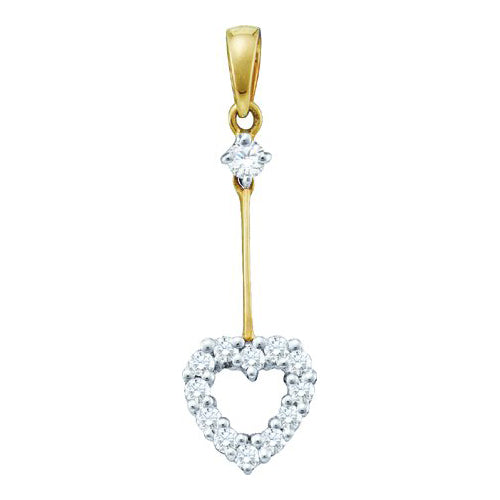 14k Yellow Gold 0.21Ctw Diamond  Heart Pendant