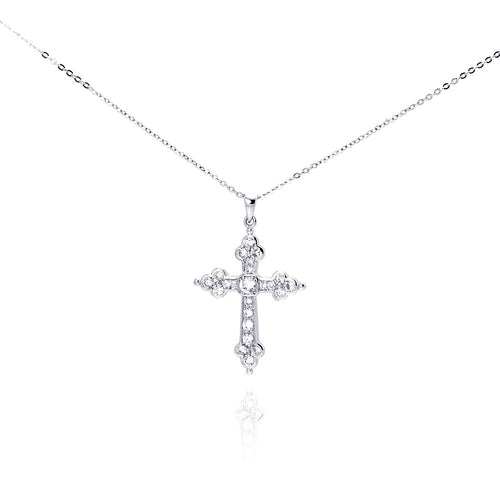 925 Sterling Silver Cubic Zirconia Cross Pendant Necklace 18 Inches