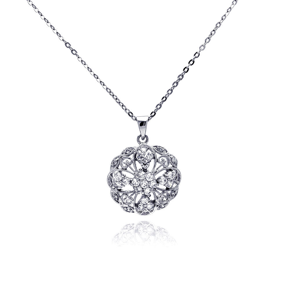 Sterling Silver Cubic Zirconia Pendant Necklace 18 Inches