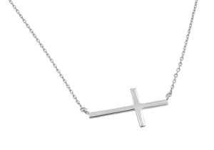 Sterling Silver Cross Pendant Necklace 16" - 18" Adjustable