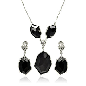 Cubic Zirconia CZ Ladies Brass Rhodium Necklaces  Earrings Jewelry Set