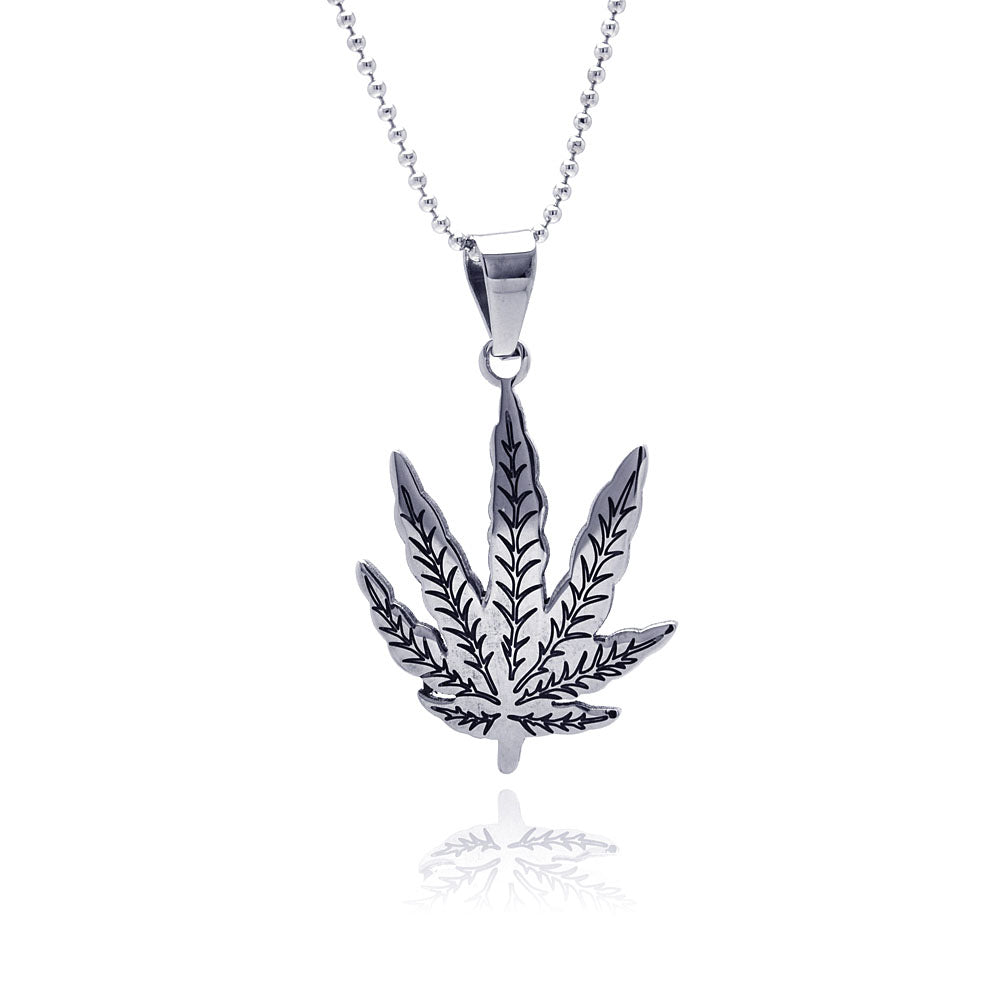 Stainless Steel Leaf Charm Pendant 35mm x 26mm
