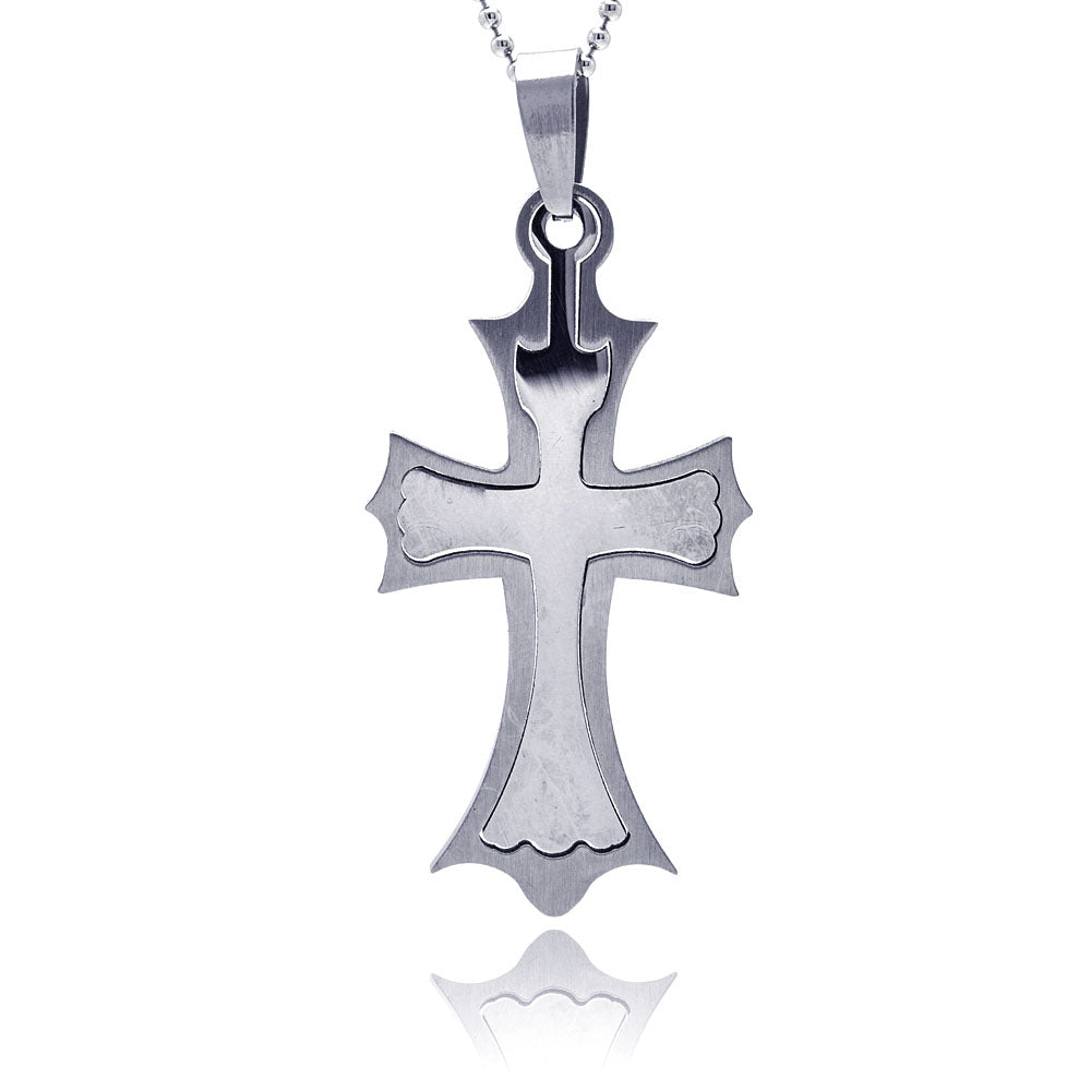 stainless steel double cross pendant (Chain Not Included)