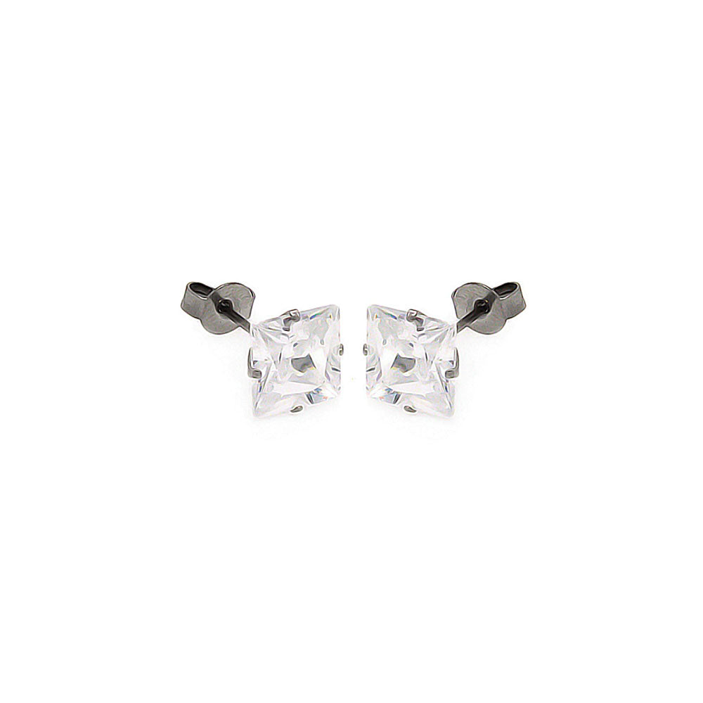 Stainless Steel Cubic Zirconia CZ Stud Earrings Ladies Jewelry 3mm