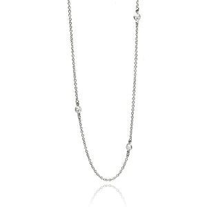 Cubic Zirconia By The Yard Sterling Silver Necklace Stone Size: 4 mm Chain Length: 30 Inches