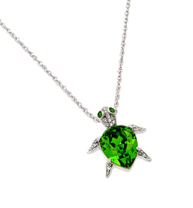 Sterling Silver Cubic Zirconia Turtle Pendant Necklace