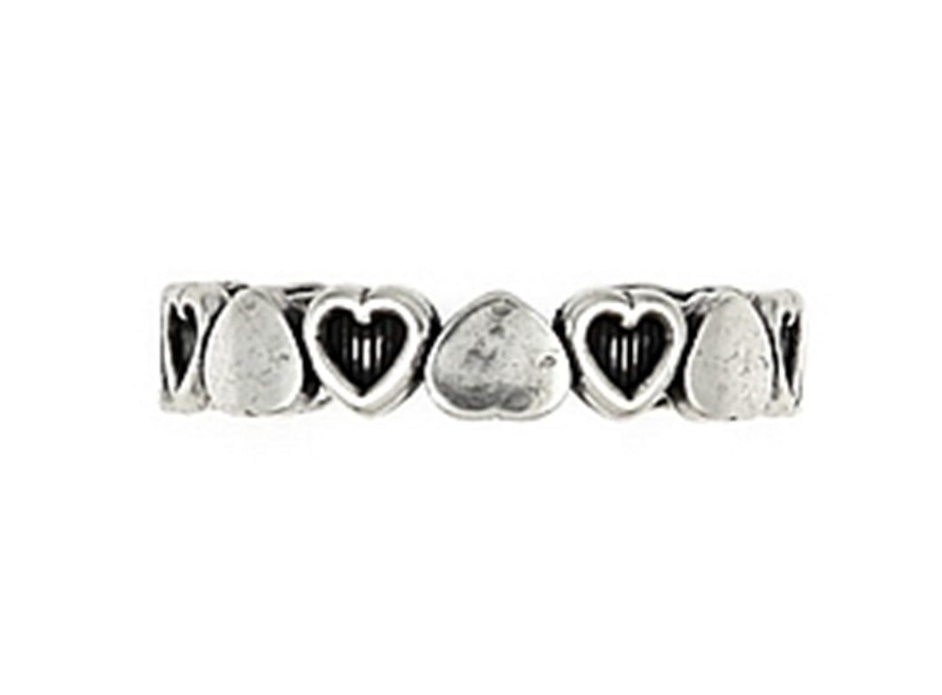 925 Sterling Silver Polished And Cut Out Heart Adjustable Toe Ring