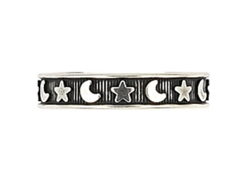925 Sterling Silver  Moon And Star Adjustable Toe Ring