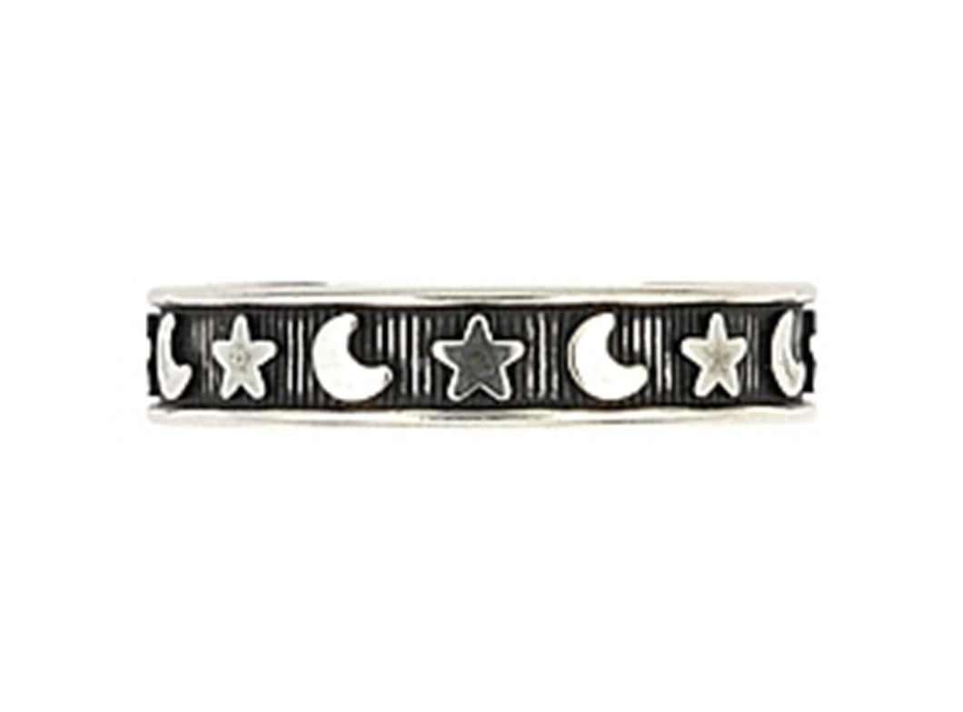 925 Sterling Silver  Moon And Star Adjustable Toe Ring