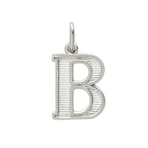 925 Sterling Silver Rhodium Plated "B" Initial Pendant