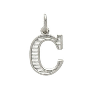 925 Sterling Silver Rhodium Plated "C" Initial Pendant